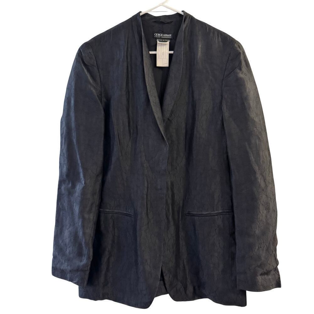 Vintage Giorgio Armani Textured Silk Women’s Blazer Jacket Blue Size 44 / US 8